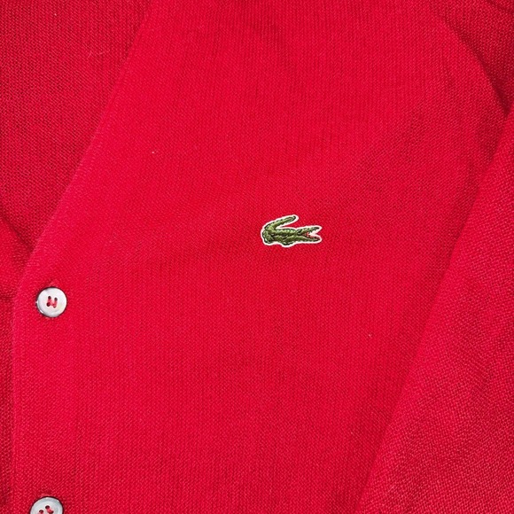 Vintage Izod Lacoste Sweater Mens XL Red Cardigan Orlon Acrylic Made USA 80s - Picture 6 of 10